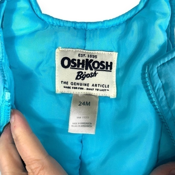 Osh Kosh B'Gosh Infant/Toddler Snow Bib Snowsuit, Turquoise Blue, Size 24M - Picture 5 of 11